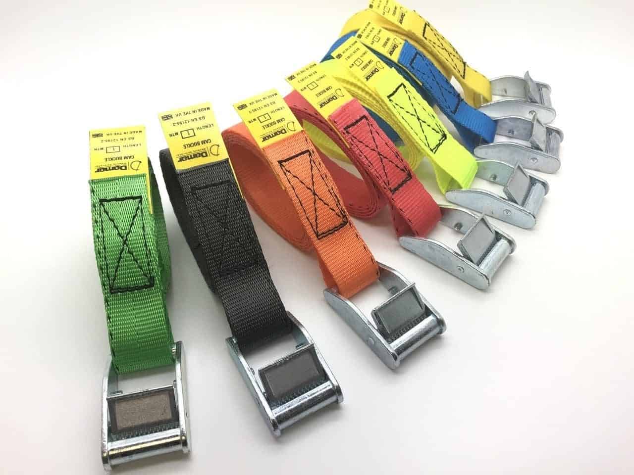 Cam buckle tie down straps (Choose length and colour)