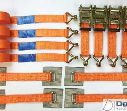 Vehicle Transporter Recovery Straps Orange Small Pad x 4 - Damar Webbing Solutions Ltd