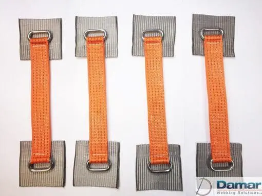 Vehicle Transporter Recovery Straps Orange Small Pad x 4 - Damar Webbing Solutions Ltd