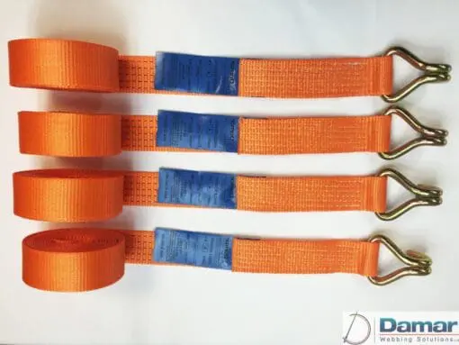 Vehicle Transporter Recovery Straps Orange Small Pad x 4 - Damar Webbing Solutions Ltd