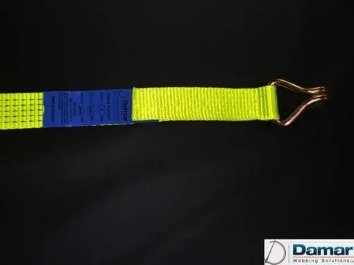 Vehicle Transporter Recovery Straps Hi Viz Yellow Small Pad x 4 - Damar Webbing Solutions Ltd