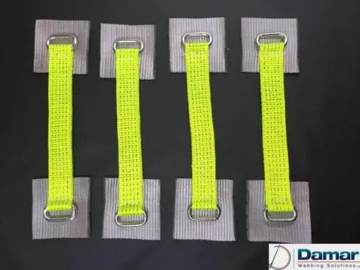 Vehicle Transporter Recovery Straps Hi Viz Yellow Small Pad x 4 - Damar Webbing Solutions Ltd