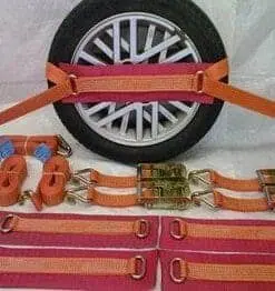 Vehicle Transporter Recovery Straps Orange Big Pad x 4 - Damar Webbing Solutions Ltd