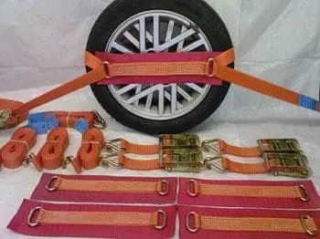 Vehicle Transporter Recovery Straps Orange Big Pad x 4 - Damar Webbing Solutions Ltd