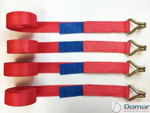 Recovery Ratchet Alloy Wheel Straps Trailer  x 4 (RED) - Damar Webbing Solutions Ltd