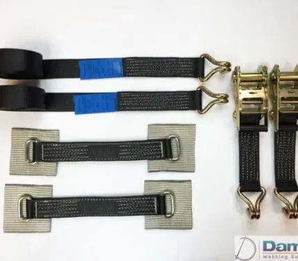 2 x 4mtr recovery alloy wheel ratchet transporter trailer straps strop Black - Damar Webbing Solutions Ltd