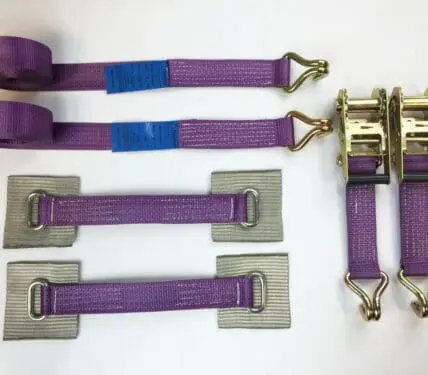 2 x 4mtr recovery alloy wheel ratchet transporter trailer straps strop Purple - Damar Webbing Solutions Ltd