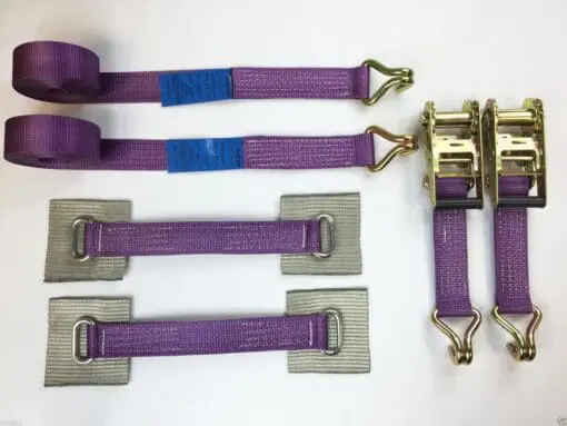 2 x 4mtr recovery alloy wheel ratchet transporter trailer straps strop Purple - Damar Webbing Solutions Ltd