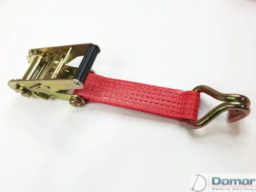 2 x 4mtr recovery alloy wheel ratchet transporter trailer straps strop red - Damar Webbing Solutions Ltd