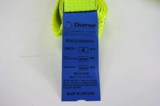 Recovery Ratchet HI-VISABILITY YELLOW Alloy Wheel Straps Trailer Barrel Hooks - Damar Webbing Solutions Ltd