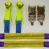 Recovery Ratchet HI-VISABILITY YELLOW Alloy Wheel Straps Trailer Barrel Hooks x2 - Damar Webbing Solutions Ltd