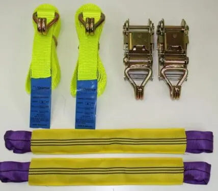 Recovery Ratchet HI-VISABILITY YELLOW Alloy Wheel Straps Trailer Barrel Hooks x2 - Damar Webbing Solutions Ltd