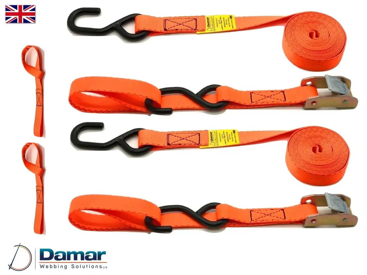 Quantity 2 - Motorcycle motorbike tie down straps - Damar Webbing Solutions Ltd