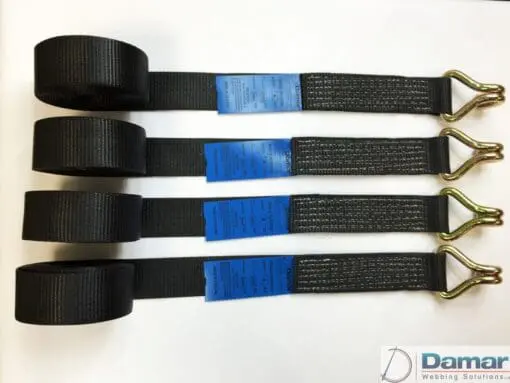 Vehicle Transporter Recovery Straps Black Big Pads x 4 - Damar Webbing Solutions Ltd