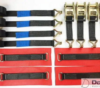 Vehicle Transporter Recovery Straps Black Big Pads x 4 - Damar Webbing Solutions Ltd