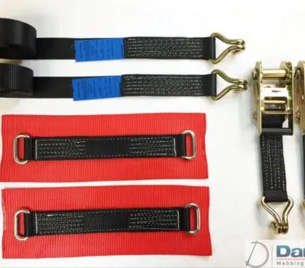 Vehicle Transporter Recovery Straps Black Big Pads x 2 - Damar Webbing Solutions Ltd