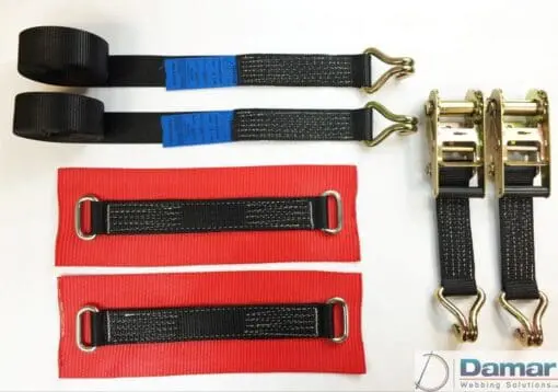 Vehicle Transporter Recovery Straps Black Big Pads x 2 - Damar Webbing Solutions Ltd