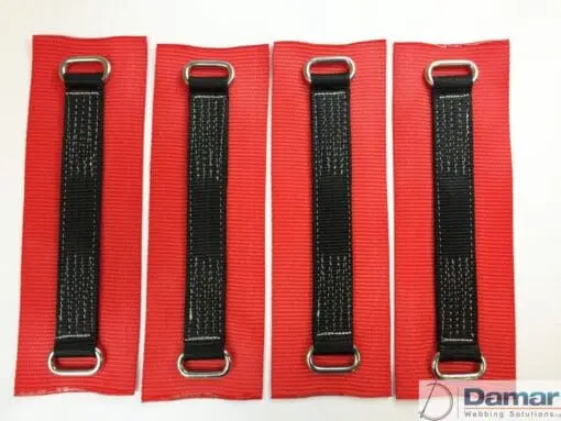 Vehicle Transporter Recovery Straps Black Big Pads x 4 - Damar Webbing Solutions Ltd