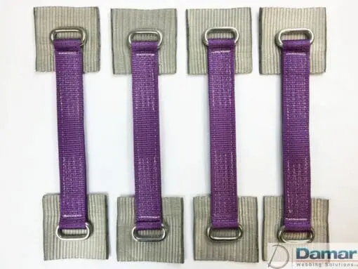 Vehicle Transporter Recovery Straps Violet small Pad x 4 - Damar Webbing Solutions Ltd