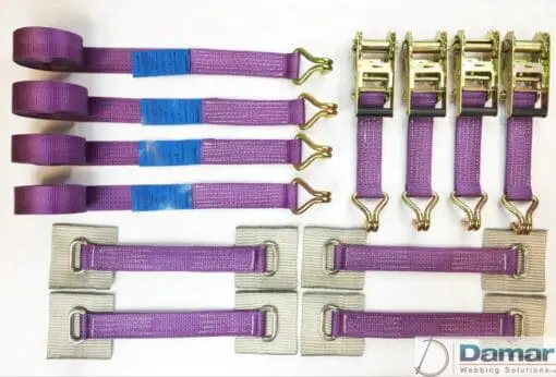 Vehicle Transporter Recovery Straps Violet small Pad x 4 - Damar Webbing Solutions Ltd