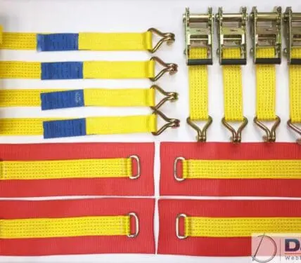 Vehicle Transporter Recovery Straps Yellow Big Pads x 4 - Damar Webbing Solutions Ltd