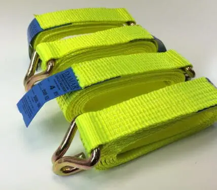 Recovery Ratchet Alloy Wheel Trailer Replacement Straps !!HI VIZ!! 5ton 4MTR X 4 - Damar Webbing Solutions Ltd