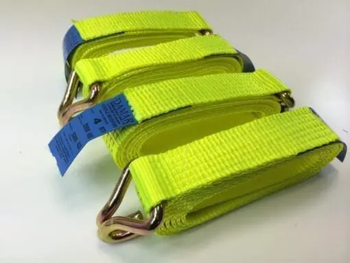 Recovery Ratchet Alloy Wheel Trailer Replacement Straps !!HI VIZ!! 5ton 4MTR X 4 - Damar Webbing Solutions Ltd