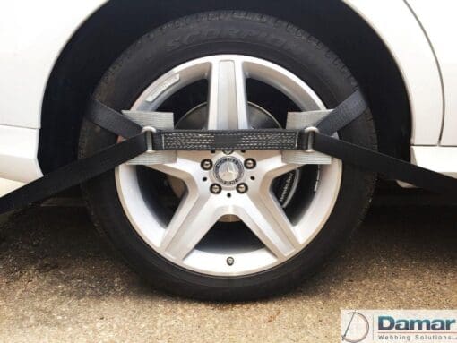 2 x 4mtr recovery alloy wheel ratchet transporter trailer straps strop Black - Damar Webbing Solutions Ltd