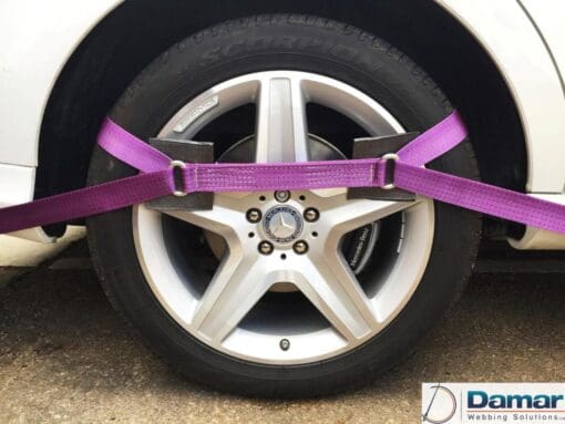 2 x 4mtr recovery alloy wheel ratchet transporter trailer straps strop Purple - Damar Webbing Solutions Ltd