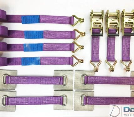 Vehicle Transporter Recovery Straps Violet small Pad x 4 - Damar Webbing Solutions Ltd