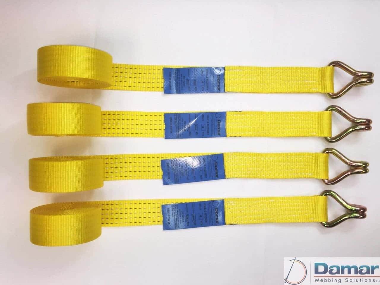» Vehicle Transporter Recovery Straps Yellow Big Pads x 4
