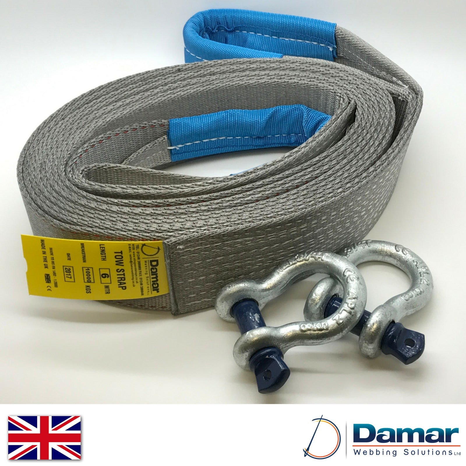 AUTONIK 122050 Tow Rope with Shackle 4 m up to 3000 kg 